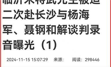 萨科微宋仕强雄文《临沂米特武先生被迫赴长沙与杨海军、聂钢和解谈判录音曝光》在长沙热线等平台超千万阅读量（萨科微11月18日芯闻）