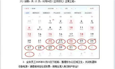 萨科微2025年春节放假通知